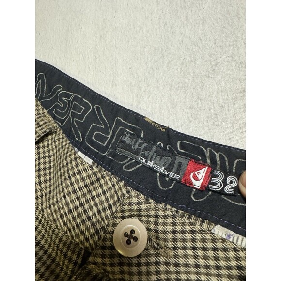 Y2K Quiksilver Shorts Mens 32 Brown Wide Leg Baggy Skater Embroidered Grunge - Picture 3 of 12